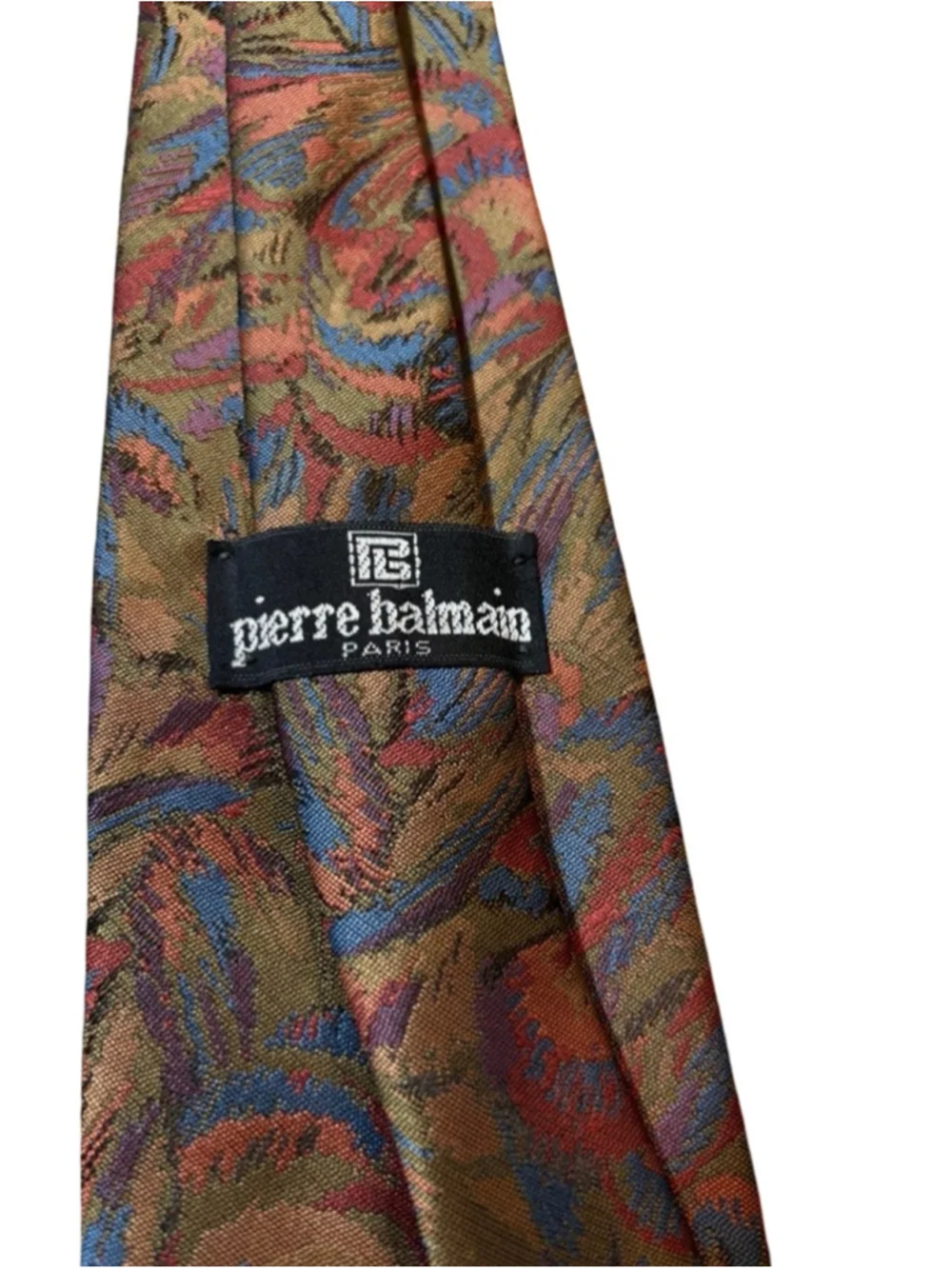 Pierre Balmain Paris Silk Tie Abstract Floral Multicolor Vintage Luxury